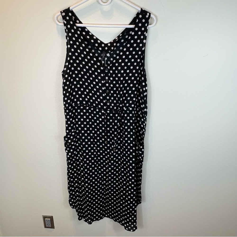 SUCREFAS Black Dot V-Neck Pocket Dress